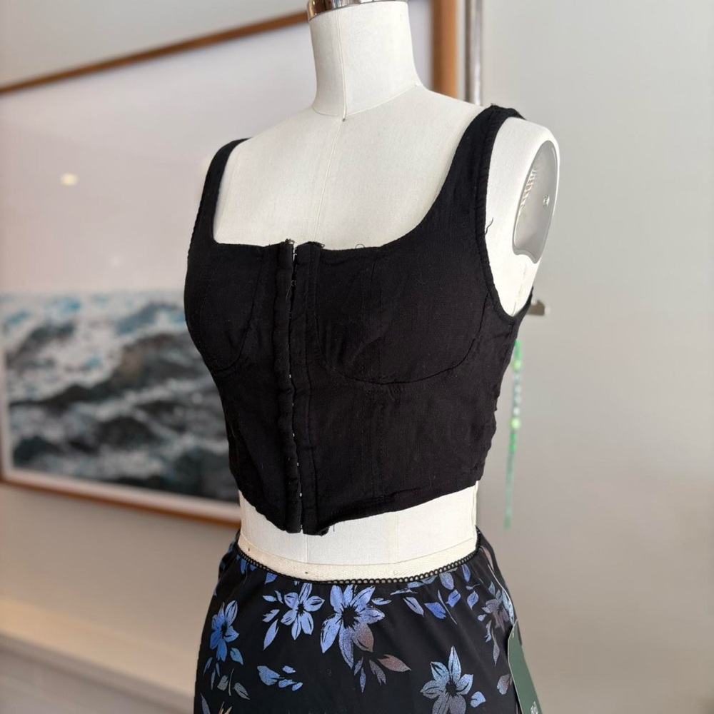 Black Corset Style Crop Top